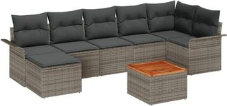 vidaXL Vidaxl - Conjunto De Sof&aacute; De Jard&iacute;n Con Coj&iacute;n 8 Pcs Gris