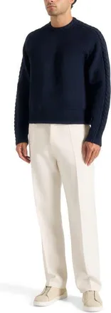 Mani&egrave;re De Voir Raymond Plait Detail Raglan Knit Jumper in Navy at Nordstrom, Size X-Small