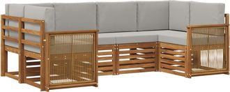 vidaXL Conjunto De Sof&aacute;s De Exterior 5 Uds. Natural Y Gris Claro Vidaxl