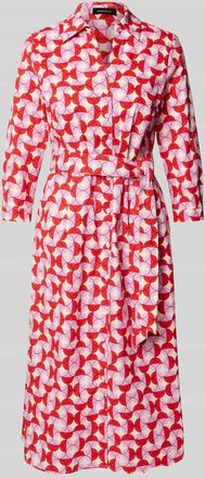 More & More More & More Knielanges Kleid mit Bindeg&uuml;rtel in Rot, Gr&ouml;&szlig;e 34