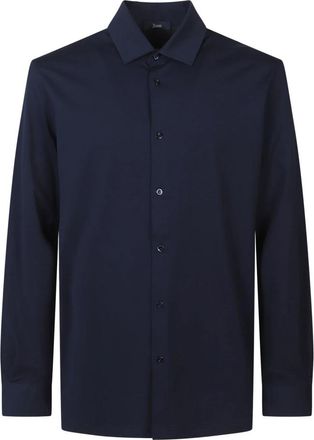 Herno Shirt van Superfine Katoen Stretch - Heren - Casual Overhemden - Blauw - M - Katoen - Overhemden