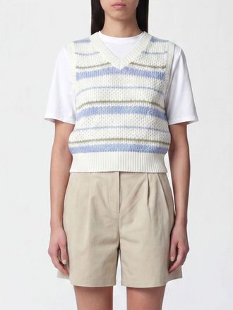 Dunst Gilet a righe in maglia di cotone con scollo a V e spalle regolari