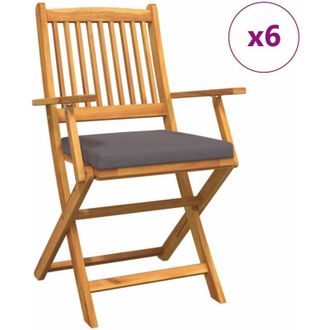 vidaXL Vidaxl - Silla Plegable Con Coj&iacute;n Plegable 6 Pcs Gris 49 X 57.5 X 92cm