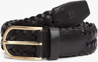 Tommy Hilfiger Mens Woven Leather Belt - Black - 40