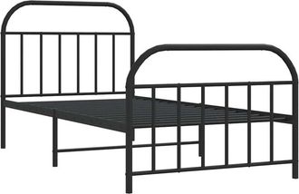 vidaXL Metal Bed Frame without Mattress with Footboard Black 100x200cm Vidaxl