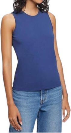 Goldie London Organic Crew Tank Top In Indigo