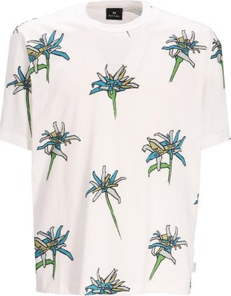 Paul Smith White Round Neck Printed T-Shirt