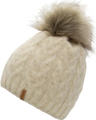 Chillouts Bommelm&uuml;tze CHILLOUTS Flora Hat, Damen, beige (natural), Obermaterial: 76% Polyacryl, 22% Polyester, 2% Polyamid, Zopfmuster, unifarben, M&uuml;tzen Bommel