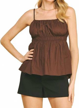 Pinch Design Ruffled Cami Top In Dark Brown