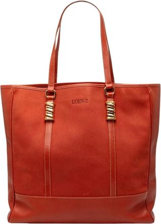 Loewe Pre-owned Leren Tote Bag - Dames - Vintage Shopper - Oranje - ONE Size - Leer - Vintage