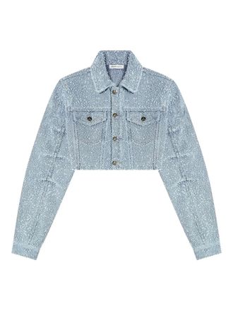 Manière De Voir Catherine cropped bouclé denim jacket - Blue