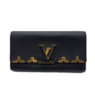 Louis Vuitton Black Leather Long Wallet (Bi-Fold) (Pre-Owned)