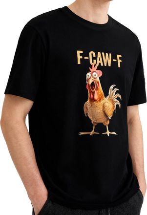 Generic F-CAW-F Funny Chicken Scream Humor T-Shirt,Crew Neck Short Sleeve Outfit,Mens T Shirts Casual for Girls Students Campus Daily Wear Weekend Activities 