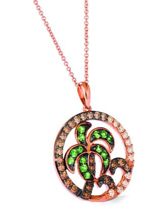 Le Vian 14K Rose Gold 0.95 Ct. Tw. Diamond & Tsavorite Pendant Necklace