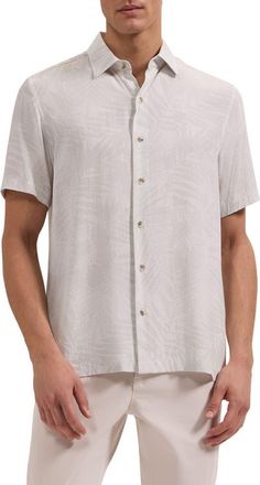 Bugatchi Vero Shaped Fit Microdot Short Sleeve Button-Up Shirt in White at Nordstrom, Size Xxx-Large