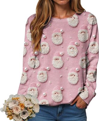 Generic Christmas Sweatshirt for Women Pullover Jumper Ladies Xmas Top Xmas Long Sleeve Shirt Ladies Merry Chirtsmas Blouse Vintage Christmas Sweatshirt Women