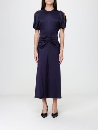 Victoria Beckham Abito midi a tubino Bela in viscosa con maniche a palloncino