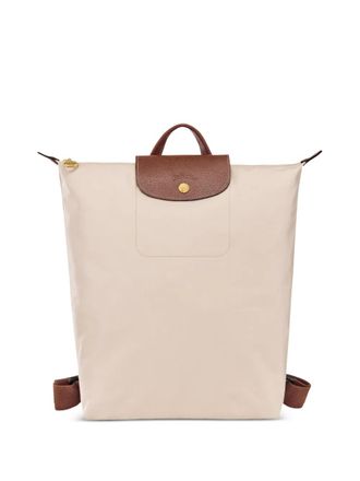 Longchamp medium Le Pliage backpack - women - Recycled Fibre/Calf Leather/Polyamide - One Size - Neutrals