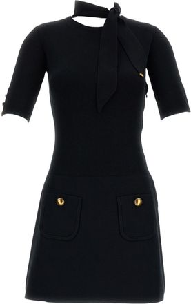 Elisabetta Franchi Black Knit Removable Scarf Mini Dress