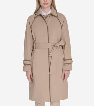 Cole Haan Womens Twill Trench Coat - Beige Size Medium