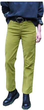 Islow Hoge taille Rechte Jeans - Dames - Slim Fit Broeken - Groen - W26 - Katoen - Broeken