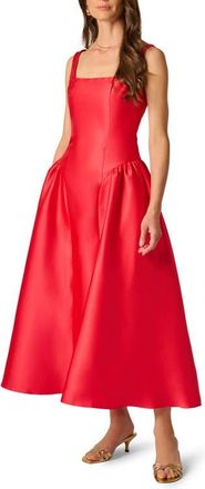 Adrianna Papell Shirred Mikado Cocktail Dress in Persimmon at Nordstrom, Size 10