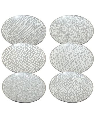 Certified International Mosaic Silver Plated Canape Plates (Set Of 6)
