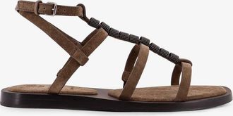 Brunello Cucinelli Sandali in suede con dettaglio Monile - BRUNELLO CUCINELLI - gender_Woman