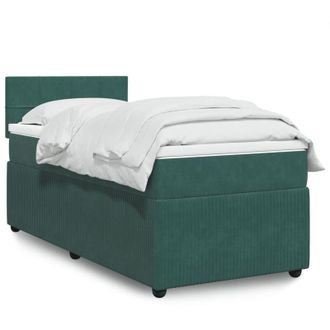 vidaXL Cama Box Spring Con Colch&oacute;n Terciopelo Verde Oscuro 90x190 Cm Vidaxl