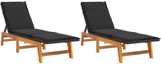 vidaXL Tumbonas Con Cojines 2 Uds Rat&aacute;n Sint&eacute;tico Madera Maciza Acacia Vidaxl