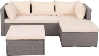 Concept Usine Mueble de jardín de resina trenzada de 4 plazas gris/beige