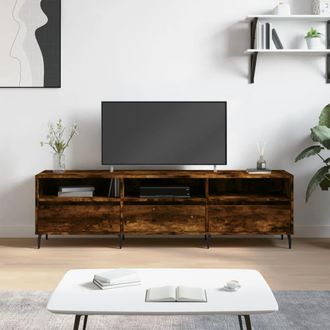 vidaXL Vidaxl - Mueble De Tv Madera Contrachapada Roble Ahumado 150x30x44,5 Cm