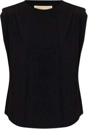 Michael Kors T-shirt met schoudervullingen - Dames - T-shirts - Zwart - L - Polyester - Tops