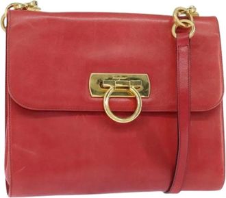 Ferragamo Pre-owned Leren Crossbody Tas - Dames - Vintage Schoudertas - Rood - ONE Size - Leer - Vintage