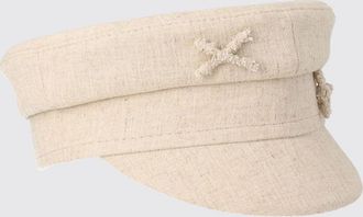 Ruslan Baginskiy Cappello da postino in lino beige con visiera e logo tono su tono