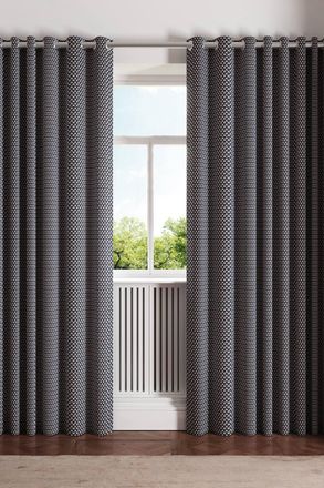 Ted Baker Palm Geo Cotton Lined Curtains in Navy | Size: 168 cm width x 137 cm drop