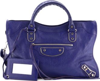 Balenciaga City Classic Metallic Edge Bag Leather Medium satchel - Blue