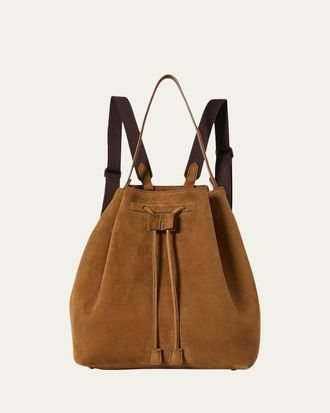 The Row Drawstring Backpack in Suede