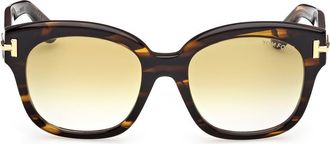 Tom Ford 55mm Icon Square Gradient Sunglasses in Striped Brown /Amber /Olive at Nordstrom