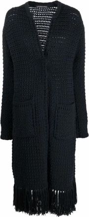 Antonino Valenti Donkerblauwe Chunky-Gebreide Rande Cardi-Jas - Dames - Kleedjes - Blauw - M - Katoen - Kleedjes