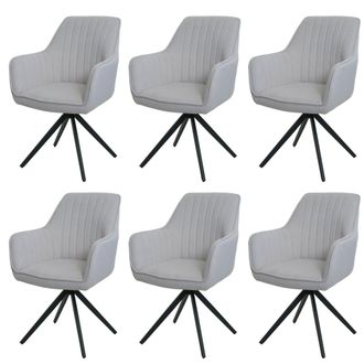 Hhg Hhg - Nunca Usado] Juego De 6 Sillas De Comedor 499, Silla De Cocina Reclinable Apoyabrazos, Giratoria Posici&oacute;n Del Coche Tela/textil, Crema-beige