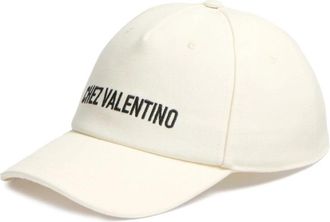 Valentino Garavani Ivoorwitte Canvas Bowl Crown Hat - Dames - Petten - Beige - 57 CM - Katoen - Accessoires