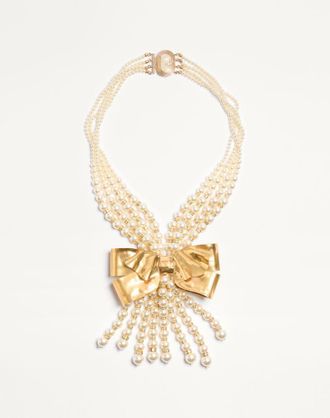 Valentino Garavani Collana Trop Chou In Metallo, Smalto, Perle E Cristalli Donna ANTIQUE BRASS UNI