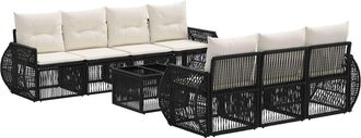 vidaXL Conjunto De Sof&aacute;s De Jard&iacute;n 8 Uds. Negro Rat&aacute;n Sint&eacute;tico Vidaxl