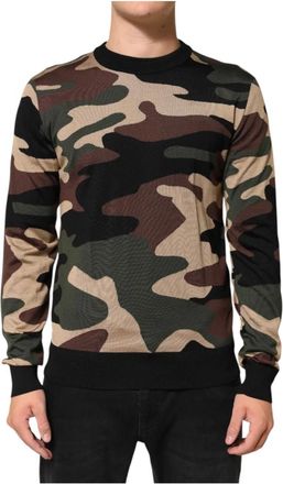 Dolce & Gabbana Trui met ronde hals - Heren - Sweatshirts - Veelkleurig - L - Katoen - Hoodies & sweatvesten