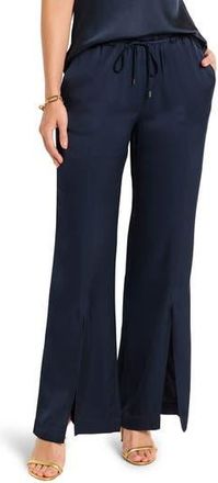Nic+Zoe Social Edit Front Slit Satin Pants in Dark Indigo at Nordstrom Rack, Size 10