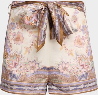 Zimmermann Luna Scarf-Tie Shorts