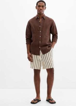 Le 31 Mens Striped crocheted short Inseam: 7