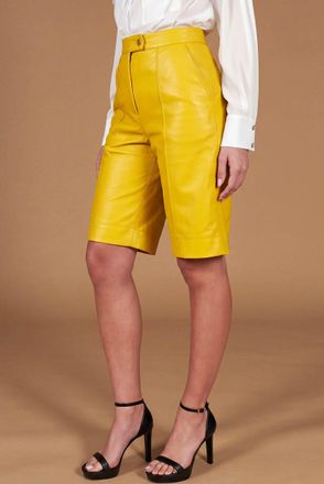 D'Arienzo Pantalone a ginocchio in pelle naturale gialla DArienzo, Seleziona Taglia S, Colore Giallo