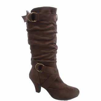 Forever Link Maggie-39 Womens Fashion Low Heel Zipper Slouchy Mid-Calf Boots Shoes, Brown, 4 UK